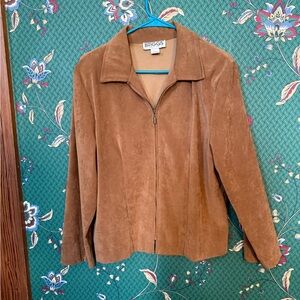 Briggs New York Women's Tan Faux Suede Zip-Front Jacket
